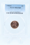 1998-D PCGS MS67RD Lincoln Memorial Cent Business Strike 1C