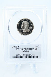 2003-S PCGS PR70DCAM Maine State Quarter Proof 25C