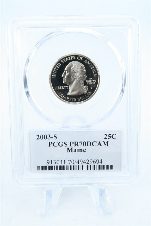 2003-S PCGS PR70DCAM Maine State Quarter Proof 25C