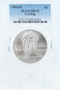 1995-D PCGS MS70 Cycling Silver Modern Commemorative Dollar