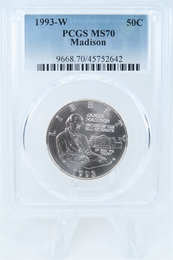 1993-W PCGS MS70 Madison Modern Commemorative Half Dollar 50C