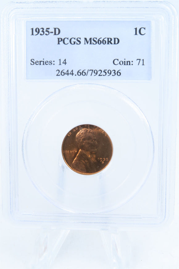 1935-D PCGS MS66RD Lincoln Wheat Cent Business Strike 1C