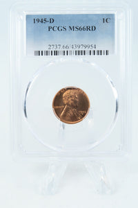 1945-D PCGS MS66RD Lincoln Wheat Cent Business Strike 1C