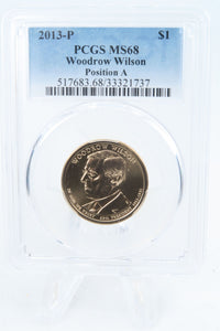 2013-P PCGS MS68 Woodrow Wilson Position A Presidential Dollar