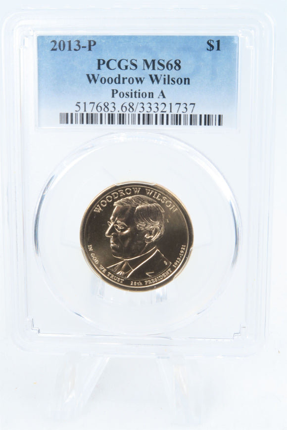2013-P PCGS MS68 Woodrow Wilson Position A Presidential Dollar