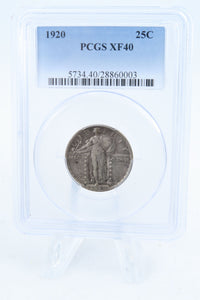 1920-P PCGS XF40 Standling Liberty Quarter Business Strike 25C