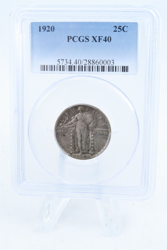 1920-P PCGS XF40 Standling Liberty Quarter Business Strike 25C