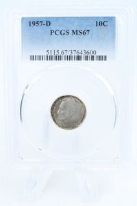 1957-D PCGS MS67 Roosevelt Dime Business Strike 10C