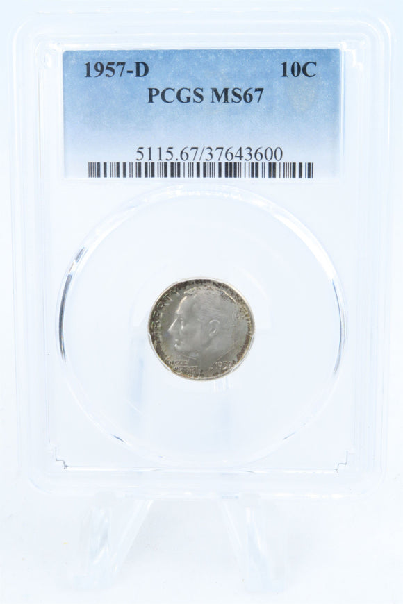 1957-D PCGS MS67 Roosevelt Dime Business Strike 10C