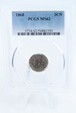 1868-P PCGS MS62 Three (3) Cent Nickel Business Strike 3CN