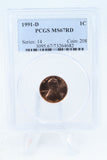 1991-D PCGS MS67RD Lincoln Memorial Cent Business Strike 1C