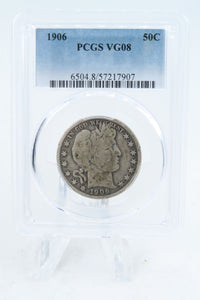 1906-P PCGS VG08 Barber Half Dollar Business Strike 50C
