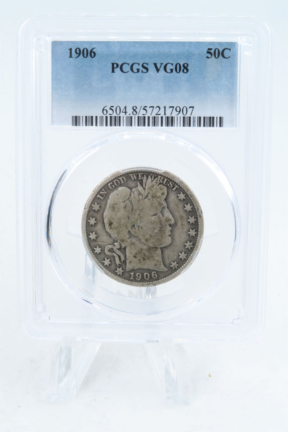 1906-P PCGS VG08 Barber Half Dollar Business Strike 50C