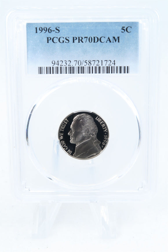 1996-S PCGS PR70DCAM Jefferson Nickel Proof 5C