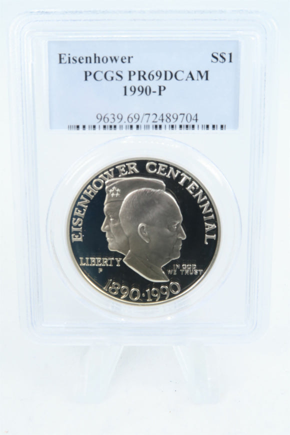 1990-P PCGS PR69DCAM Eisenhower Silver Modern Commemorative Dollar Proof