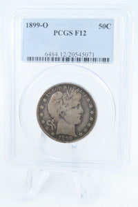 1899-O PCGS F12 Barber Half Dollar Business Strike 50C
