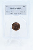 1921-P PCGS MS64RD Lincoln Wheat Cent Business Strike 1C