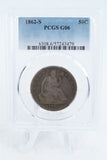 1862-S PCGS G06 Liberty Seated Half Dollar Business Strike 50C