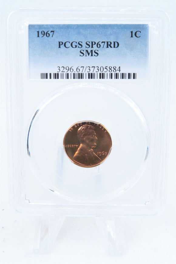 1967-P PCGS SP67RD SMS Lincoln Cent 1C
