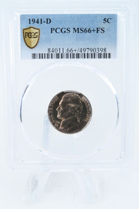 1941-D PCGS MS66+FS Jefferson Nickel Full Steps Business Strike 5C