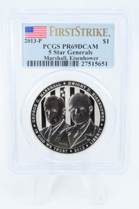 2013-P PCGS PR69DCAM 5 Star Generals Silver Modern Commemorative Dollar Proof