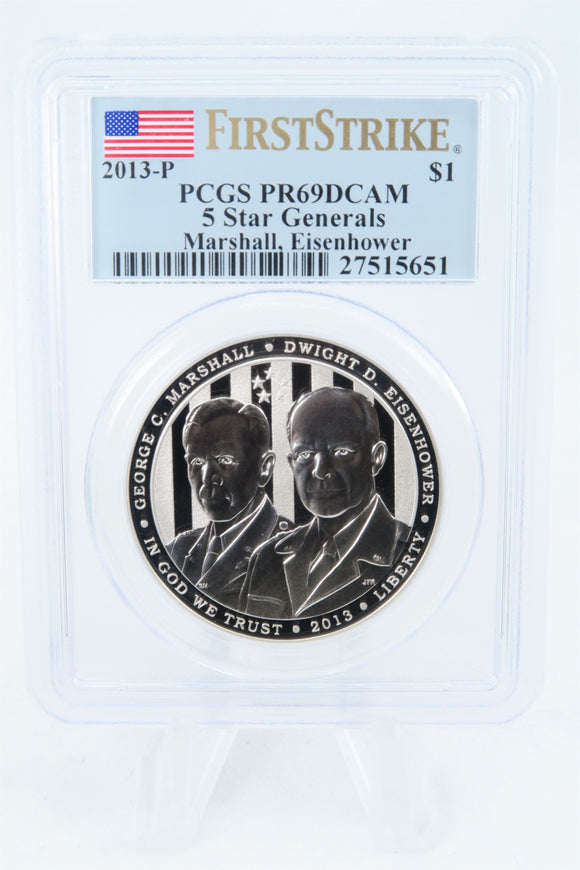 2013-P PCGS PR69DCAM 5 Star Generals Silver Modern Commemorative Dollar Proof