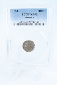 1854-P PCGS XF40 Arrows Seated Liberty Half Dime Business Strike H10C