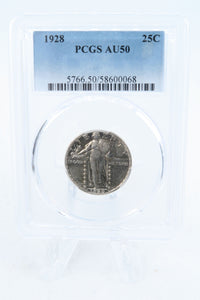 1928-P PCGS AU50 Standling Liberty Quarter Business Strike 25C