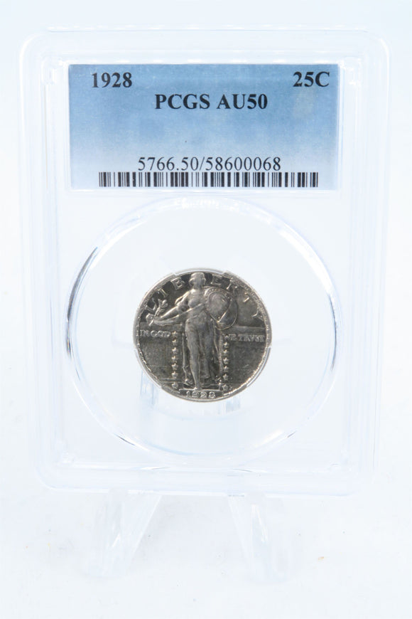 1928-P PCGS AU50 Standling Liberty Quarter Business Strike 25C