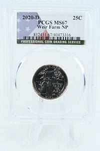 2020-D PCGS MS67 Weir Farm NP Quarter Business Strike 25C