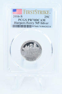 2016-S PCGS PR70DCAM Silver Harpers Ferry NP Quarter Proof 25C