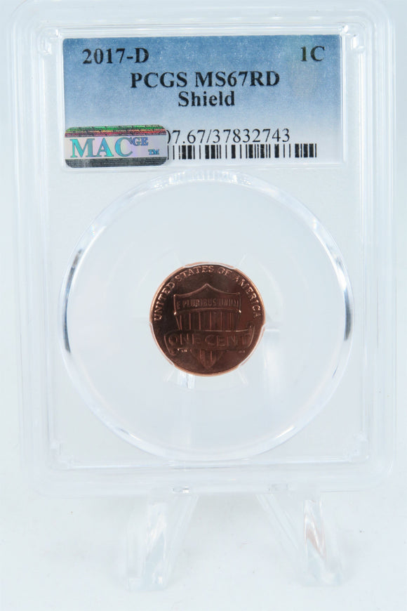 2017-D PCGS MS67RD Lincoln Shield Cent Business Strike 1C