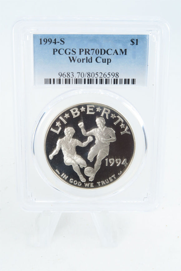 1994-S PCGS PR70DCAM World Cup Silver Modern Commemorative Dollar Proof