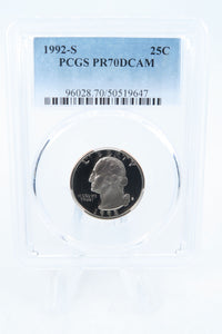 1992-S PCGS PR70DCAM Washington Quarter Proof 25C