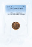 1946-D PCGS MS66+RD Lincoln Wheat Cent Business Strike 1C