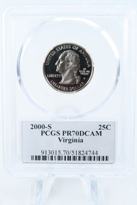 2000-S PCGS PR70DCAM Virginia State Quarter Proof 25C