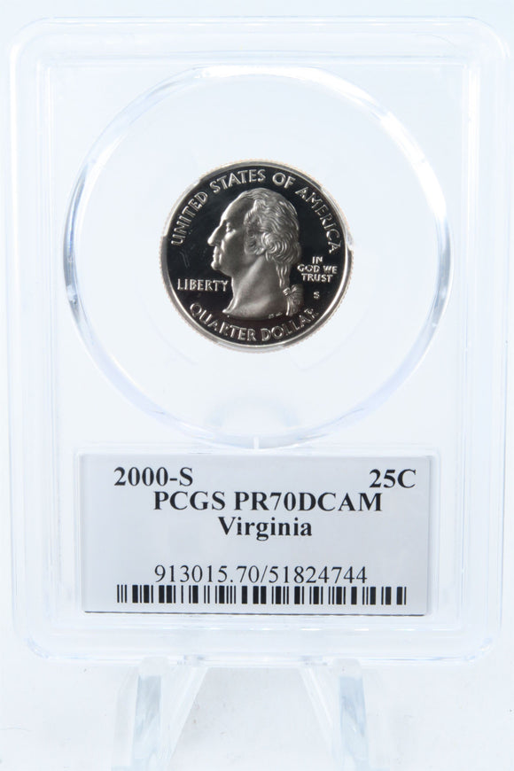 2000-S PCGS PR70DCAM Virginia State Quarter Proof 25C