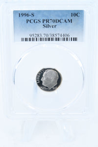 1996-S PCGS PR70DCAM Silver Roosevelt Dime Proof 10C