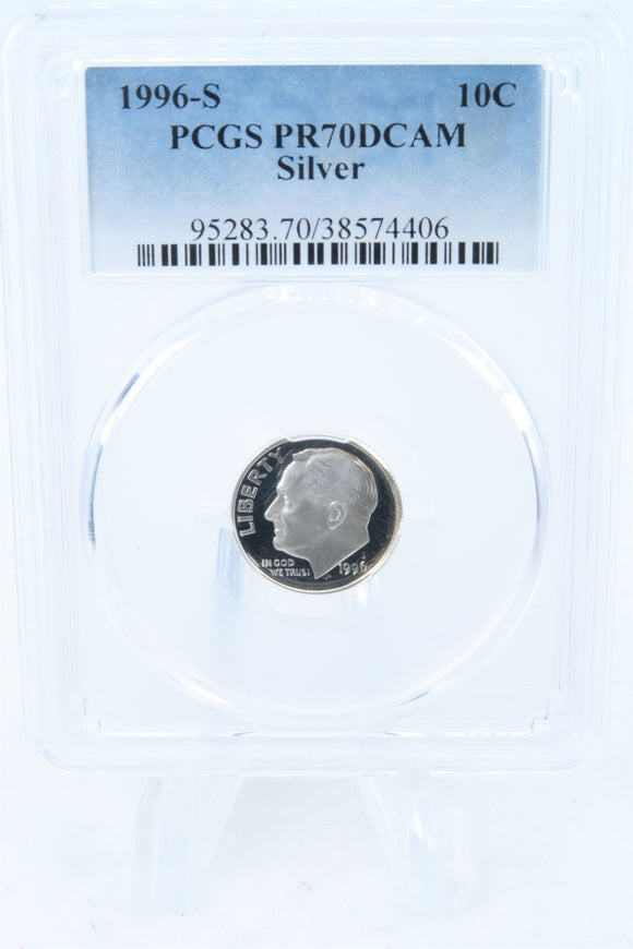 1996-S PCGS PR70DCAM Silver Roosevelt Dime Proof 10C