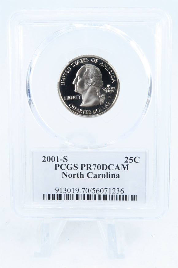 2001-S PCGS PR70DCAM North Carolina State Quarter Proof 25C