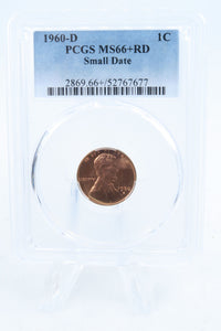 1960-D PCGS MS66+RD Small Date Lincoln Memorial Cent Business Strike 1C