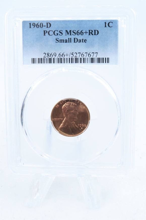 1960-D PCGS MS66+RD Small Date Lincoln Memorial Cent Business Strike 1C