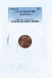 1960-D PCGS MS66+RD Small Date Lincoln Memorial Cent Business Strike 1C