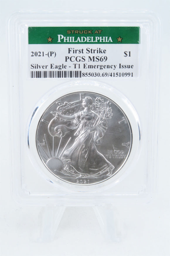 2021-(P) PCGS MS69 Silver Eagle Philadelphia Emergency Issue Business Strike