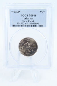 2008-P PCGS SP68 Alaska Satin Finish State Quarter 25C