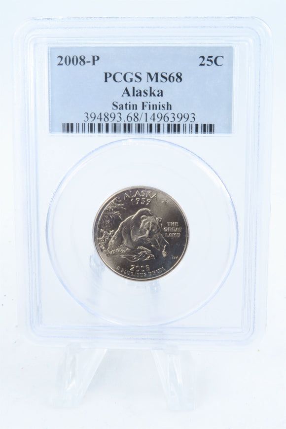 2008-P PCGS SP68 Alaska Satin Finish State Quarter 25C