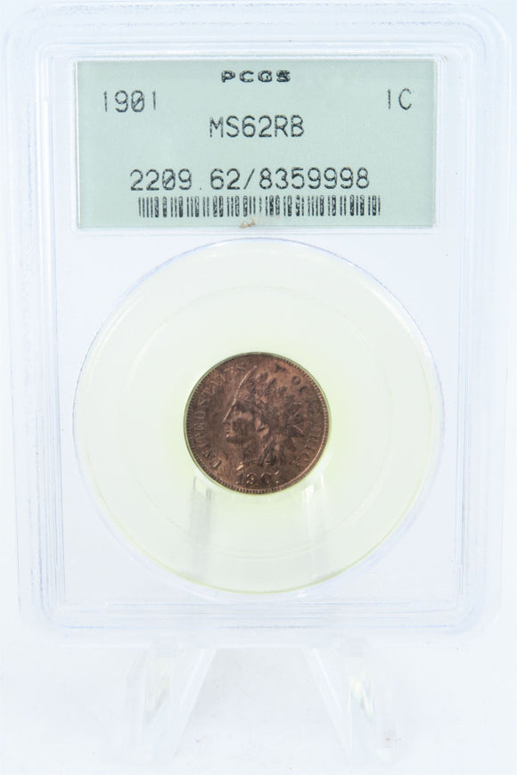 1901-P PCGS MS62RB Indian Cent Business Strike 1C