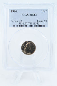 1966-P PCGS MS67 Roosevelt Dime Business Strike 10C