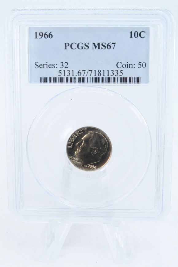 1966-P PCGS MS67 Roosevelt Dime Business Strike 10C
