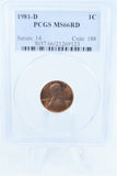 1981-D PCGS MS66RD Lincoln Memorial Cent Business Strike 1C